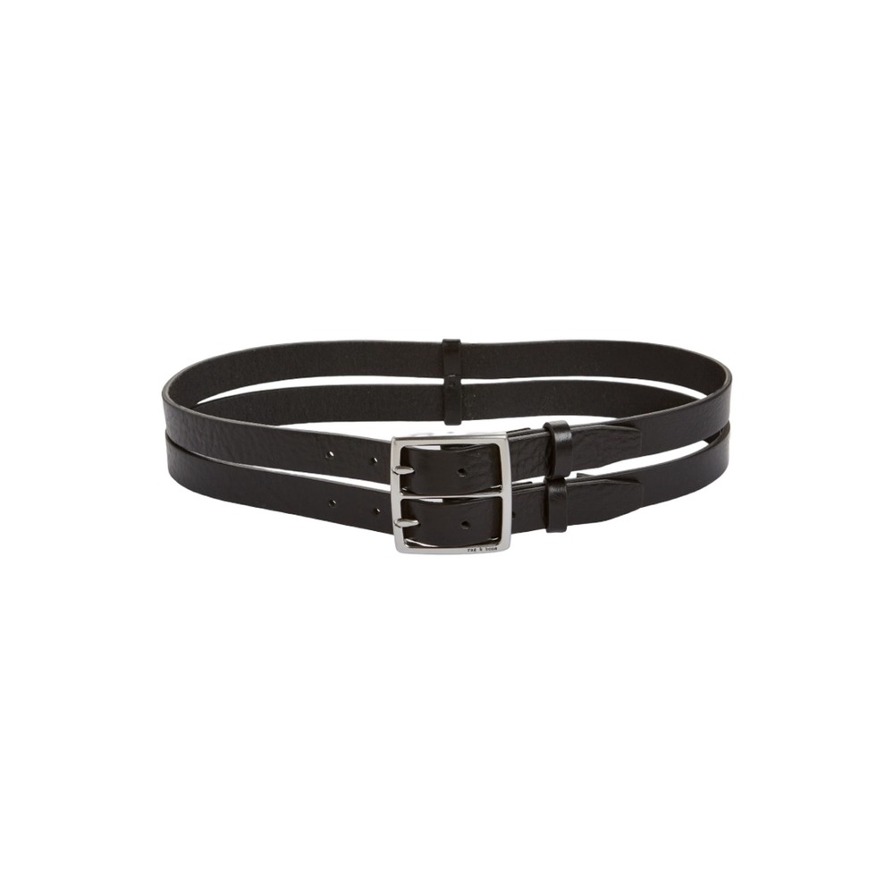 rag & bone double strap belt Women's sz S leather minimalist silver buckle